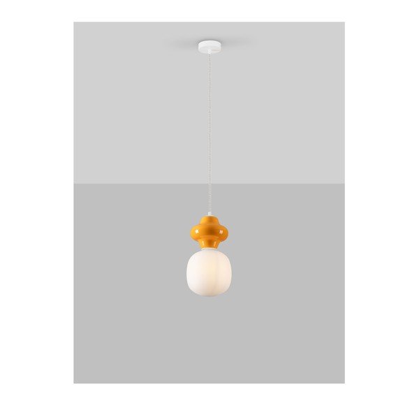 Valge/oranž keraamiline ripplamp klaasist varjuga, ø 18 cm Clio - Nova Luce-image-4