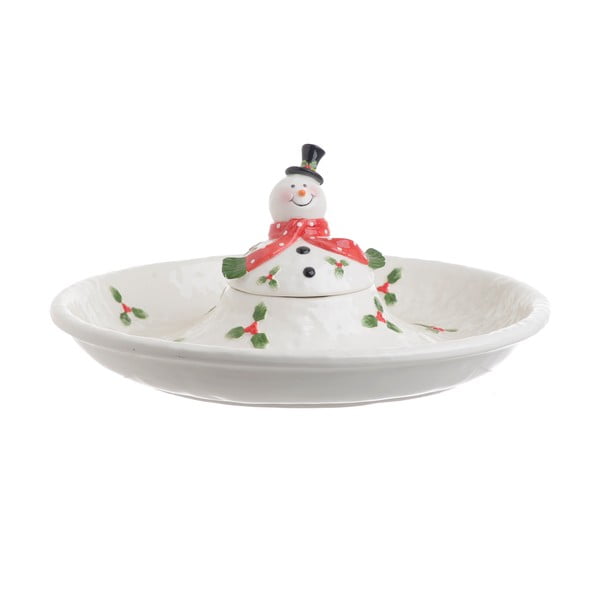 Vánoční keramický talíř s držákem na dip a víčkem InArt Bella
