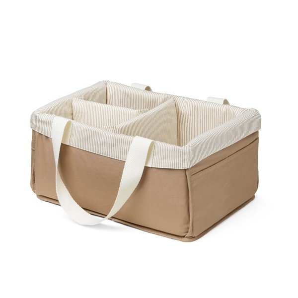 Helepruun kangast laste hoiukast 24x34x17 cm Classic Stripes Camel - Cam Cam Copenhagen