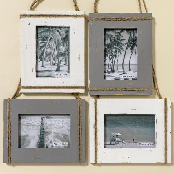 Sada 4 nástěnných fotorámečků z jedlového dřeva Boltze Lovro, na fotografii 10 x 15 cm