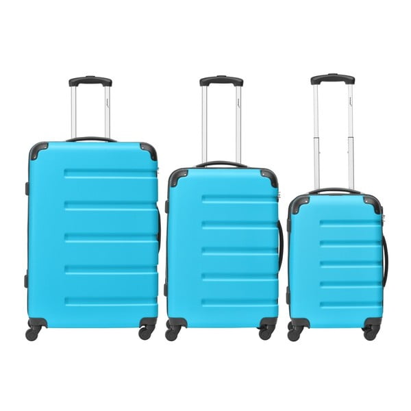 Sada 3 modrých cestovních kufrů Packenger