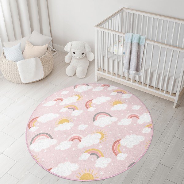 Roosa pestav laste mänguvaip ø150 cm Rainbow World - Mila Home-image-2