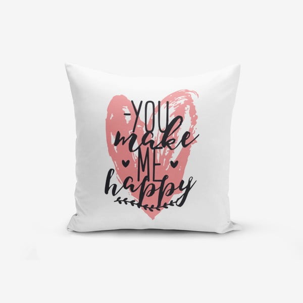Puuvillasegust padjapüür You Make me Happy, 45 x 45 cm - Minimalist Cushion Covers