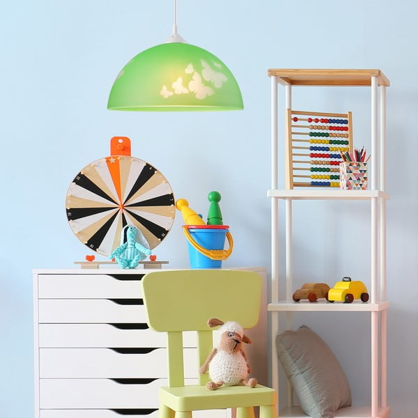 Roheline lastelamp klaasist varjuga ø 30 cm Mariposa - LAMKUR-image-2