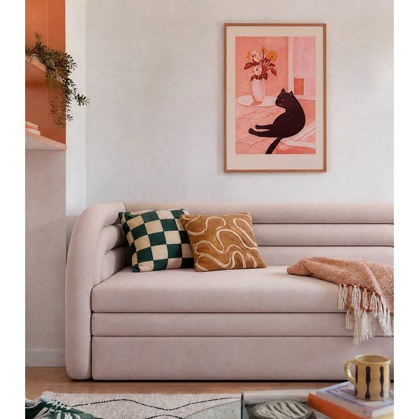 Beež sametdiivan, muudetav/koos panipaigaga, vasak nurk, 223 cm-image-3