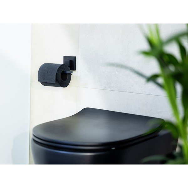 Must roostevabast terasest isekinnituv WC-paberi hoidja Quadro - Wenko-image-1