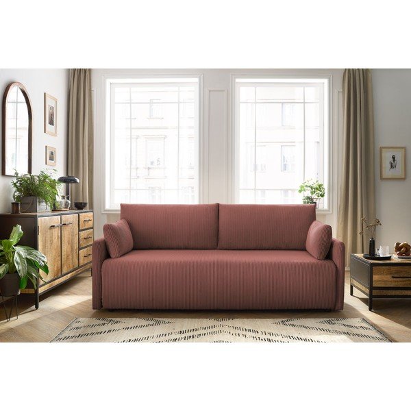 Roosa velvetist diivanvoodi 211 cm Marcel - Bobochic Paris-image-1