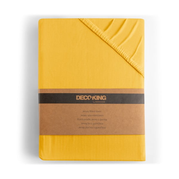 Kollane trikotaažist kummiga lina 220x200cm Amber – Restilo-image-4