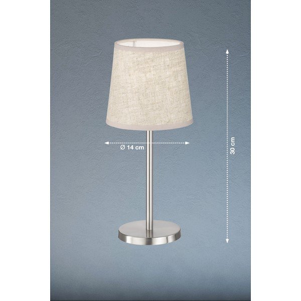 Beež-hõbedane lauavalgusti tekstiilist varjuga (kõrgus 30 cm) Eve - Fischer & Honsel-image-2