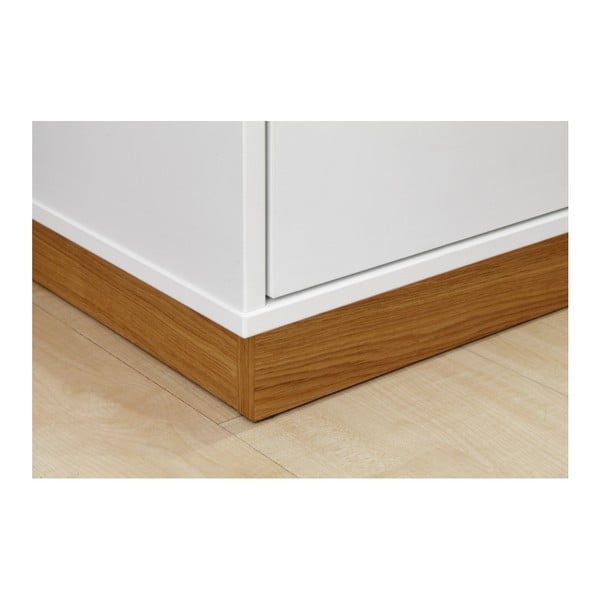 Bílá komoda se soklem a dřevěnými detaily Dřevotvar Ontur 11-image-1