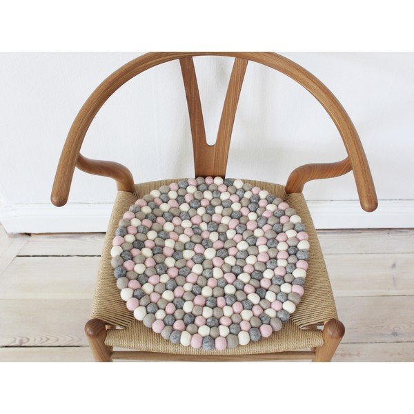 Heleroosa ja halli pallivillast pallipadi, ⌀ 39 cm - Wooldot-image-2