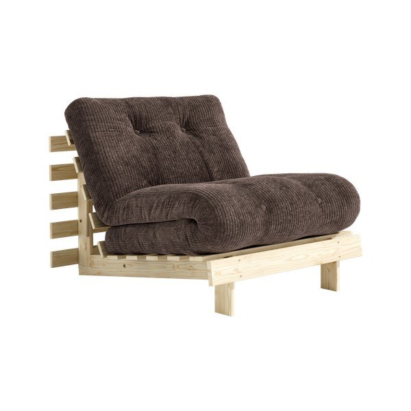 Tumepruun kokkupandav velvetist futon-tool Roots - Karup