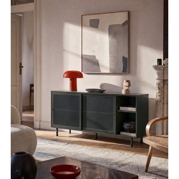 Tumeroheline metallist lükandustega madal kummut 160x75 cm Veep - Unique Furniture-image-1