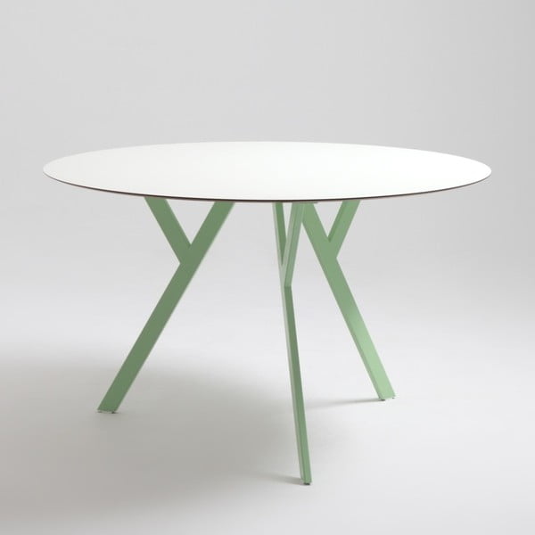 Bílý jídelní stůl se zelenými nohami ZX