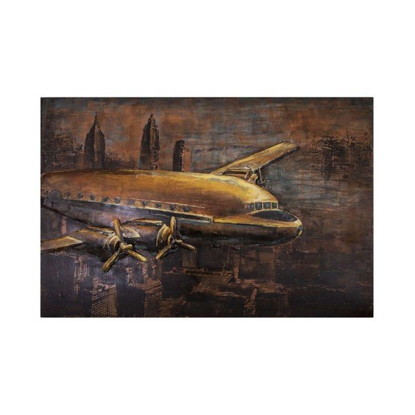 Dekoratiivne metallist silt Avion New York, 120 x 80 cm - Antic Line