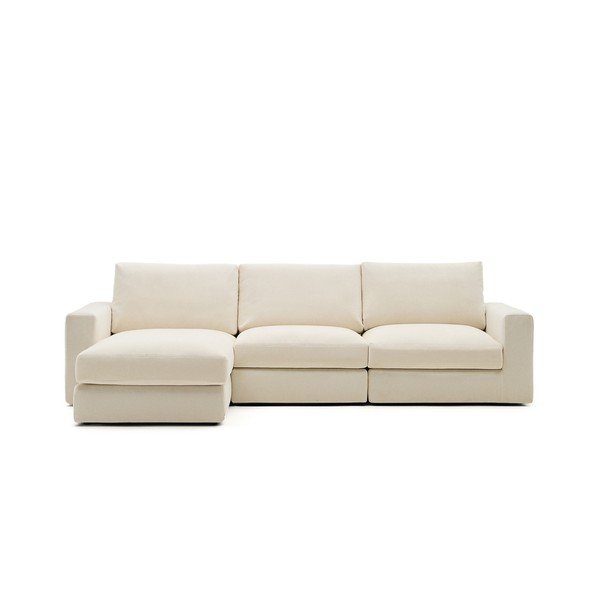 Beež šenillist nurgadiivan (vasak nurk) Alea - Kave Home