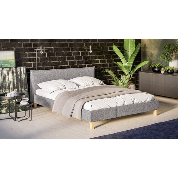 Hall polsterdatud kaheinimese voodi koos võrega 160x200 cm Tina - Ropez-image-2