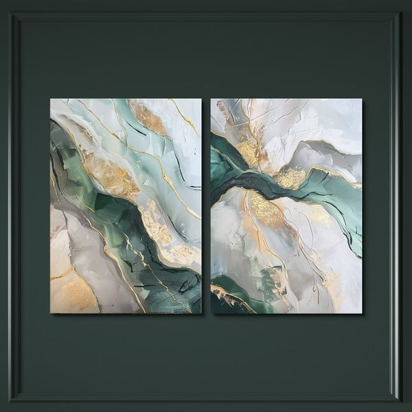 Käsitsi maalitud elementidega maalid 2 tk komplektis 50x70 cm Aventurine - Styler-image-3