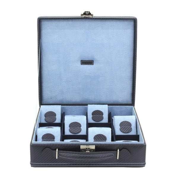 Černo-modrý box na 12 hodinek Friedrich Lederwaren London