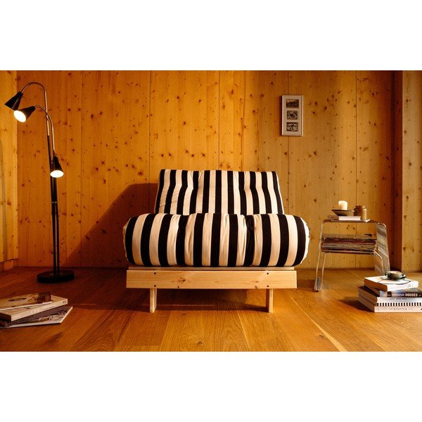 Mustvalge kokkupandav futon/puidust tool Roots - Karup-image-1