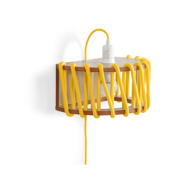 Kollane seinalamp puidust konstruktsiooniga , pikkus 30 cm Macaron - EMKO-image-2