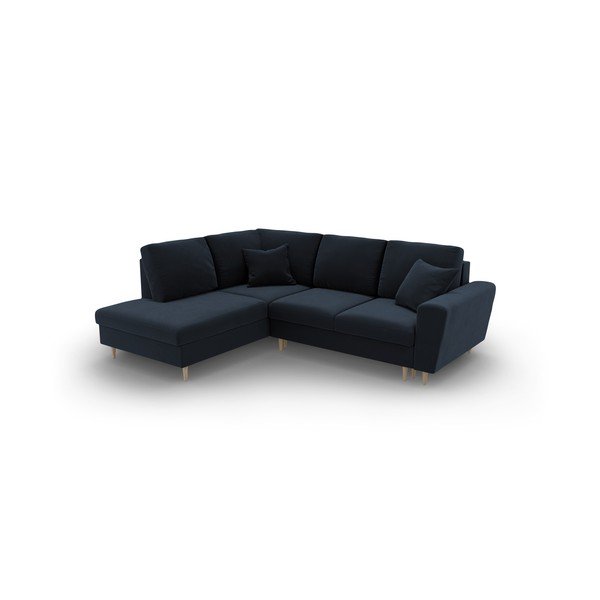 Tumesinine sametist panipaigaga nurgadiivanvoodi (vasak nurk/"L"-kujuline) Kyoto - Cosmopolitan Design-image-1