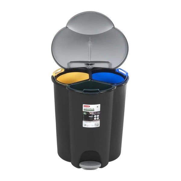 Plastikust pedaaliga prügikast sorteeritud jäätmete jaoks 17+17+6 l Trio - Curver-image-2