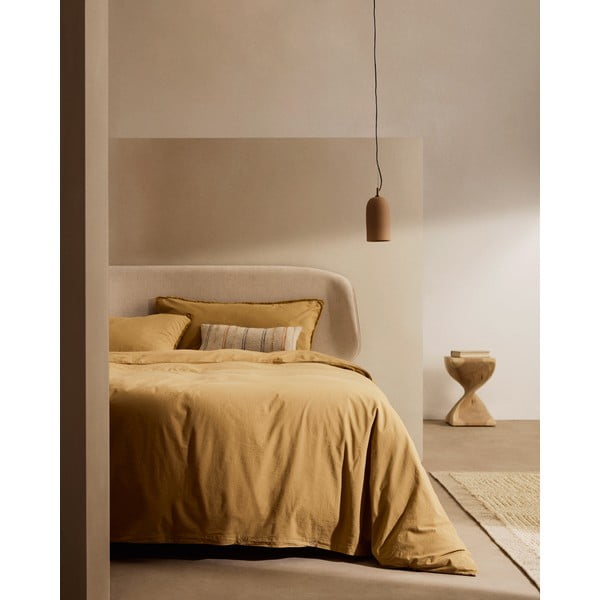 Kollane puuvillane tekikott kahekohalisele pikendatud voodile 260x240 cm Sifinia - Kave Home-image-1