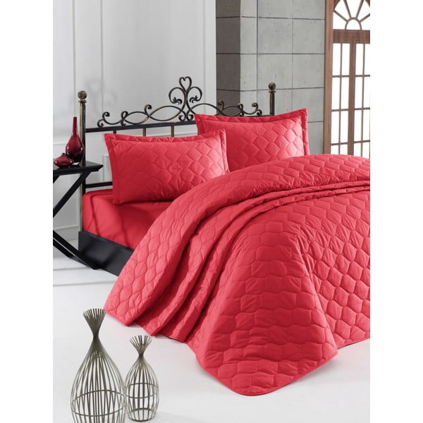 Punane voodiplaat koos 2 padjapüürilehega ranforce puuvillast Fresh, 225 x 240 cm. Fresh Color - Mijolnir