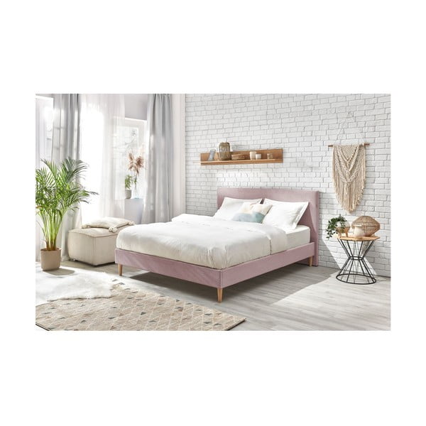 Roosa polsterdatud kaheinimese voodi koos võrega 160x200 cm Anja - Bobochic Paris-image-4