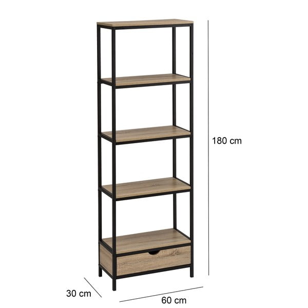 Must naturaalne raamaturiiul tammepuust 60x180 cm Urban - Casa Selección-image-2