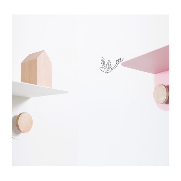 Valge terasest seinariiul tammepuust detailidega, 2 konksuga , pikkus 50 cm Hook - Gazzda-image-3