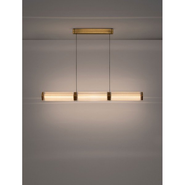 Terasest hämardatav LED-rippvalgusti messingivärvis klaasist varjundiga Essenzo - Nova Luce-image-3