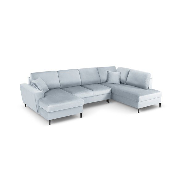 Helesinine sametist panipaigaga nurgadiivanvoodi (parem nurk/"U"-kujuline) Kyoto - Cosmopolitan Design-image-1