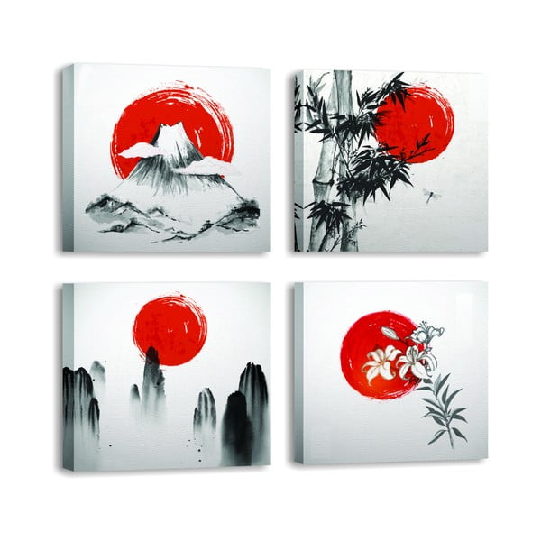 Maalid 4 tk komplektis 30x30 cm Zen - Wallity
