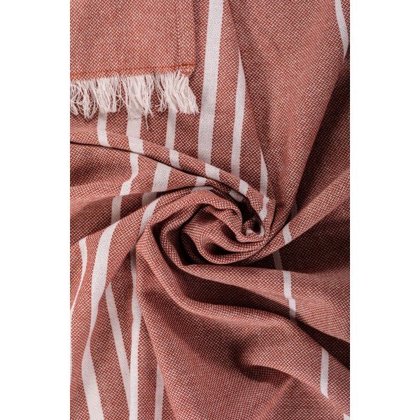 Puuvillane tekk terrakota värvi 150x200 cm Solene - Tiseco Home Studio-image-1