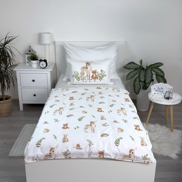 Valge-pruun puuvillane laste voodipesu 100x135 cm Forest Animals - Jerry Fabrics-image-1
