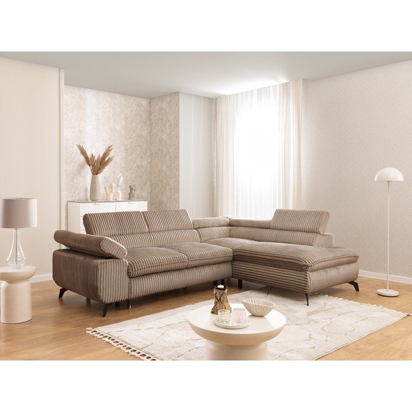 Pruun velvetist nurgadiivan (parempoolne/L-kujuline) Marbeya - Ropez-image-1