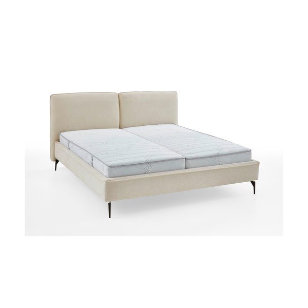 Elevandiluu värvi polsterdatud kaheinimesevoodi ilma liistudest raamita 180x200 cm Infinity - Meise Möbel