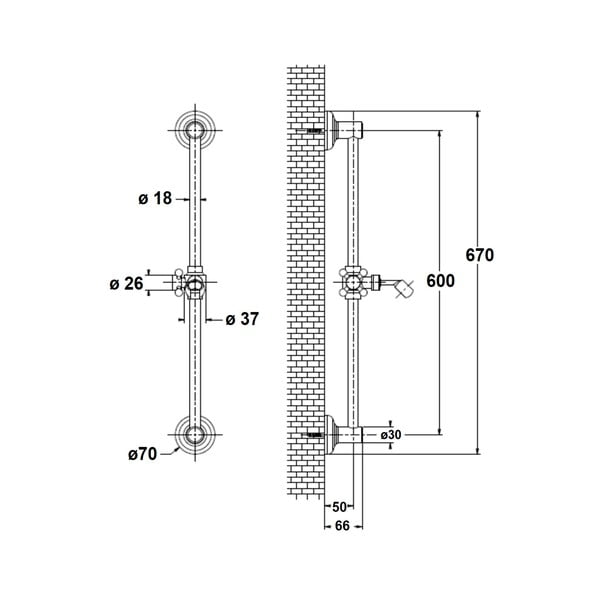 Roosa messingist dušilift  67 cm Antea - Sapho-image-1