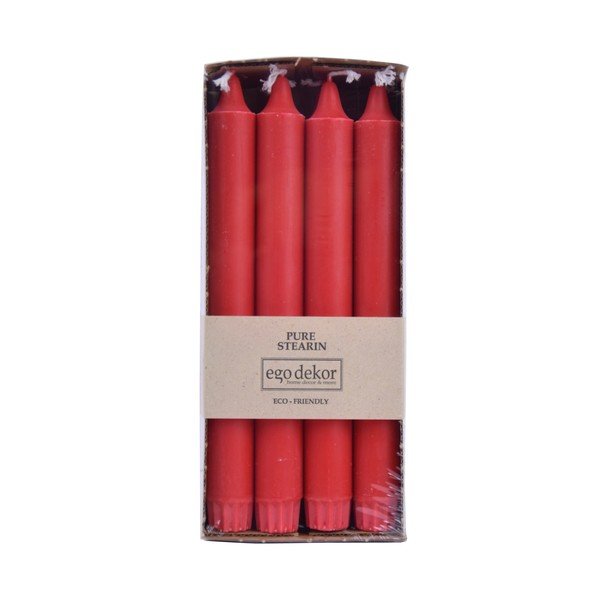 8 punase pika küünla komplekt Ego Dekor ED, põlemisaeg 7 h - Eco candles by Ego dekor-image-1