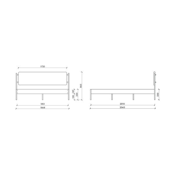 Valge terasest polsterdatud kaheinimesevoodi liistudest raamiga 180x200 cm Eton Basic - noo.ma-image-4