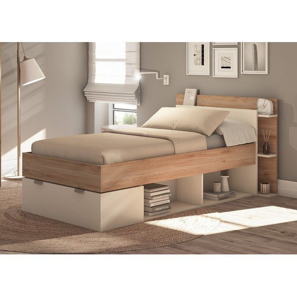 Valge tammespoonist üheinimesevoodi ilma voodipõhjata 90x200 cm Albo - Marckeric-image-1