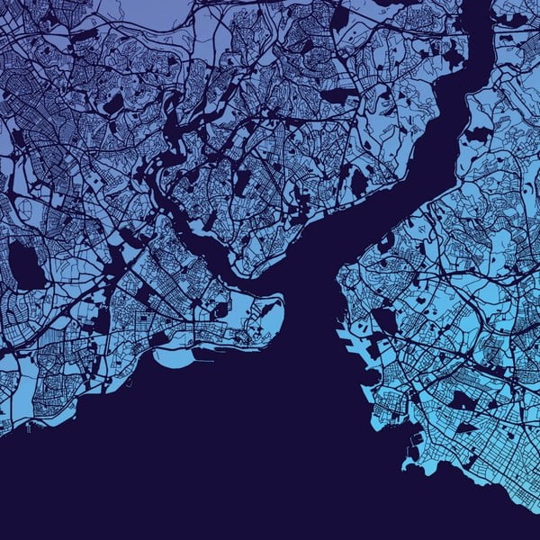 Obraz Homemania Maps Istanbul Blue, 60 x 60 cm