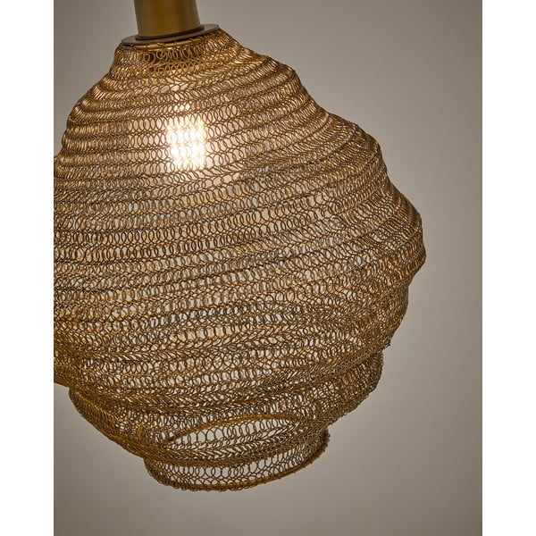 Kuldne rippvalgusti metallist varjuga ø 30 cm Sarraco - Kave Home-image-3