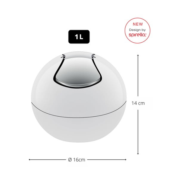 Valge prügikast 1 l Bowl - Spirella-image-2