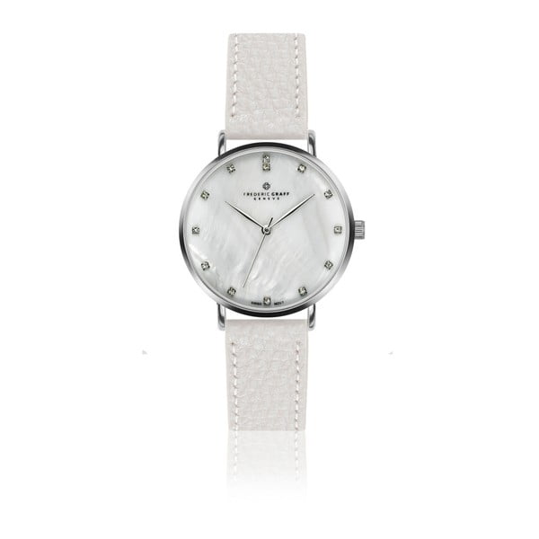 Dámské hodinky s bílým páskem z pravé kůže Frederic Graff Lustio