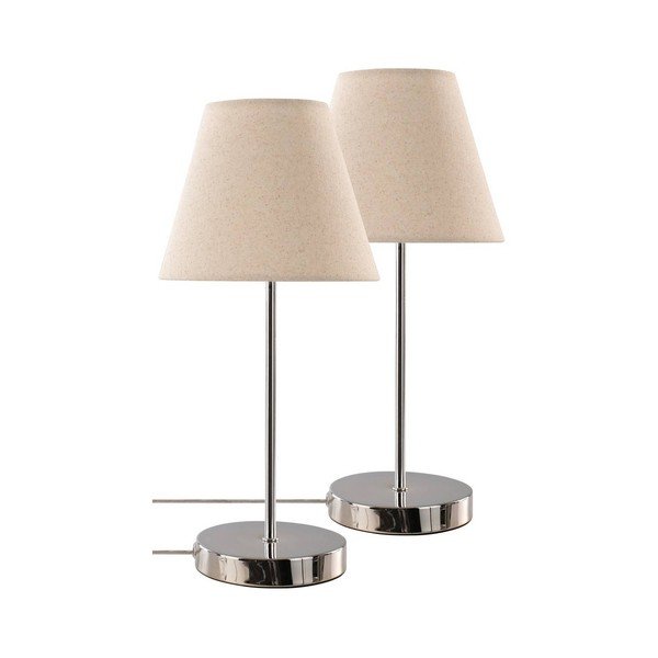 Beež/läikiv hõbedane kangast laualamp (kõrgus 39 cm) Lasse - Jotex
