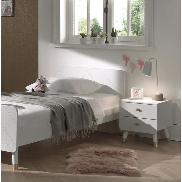 Valge laste öökapp männipuidust Billy - Vipack-image-1