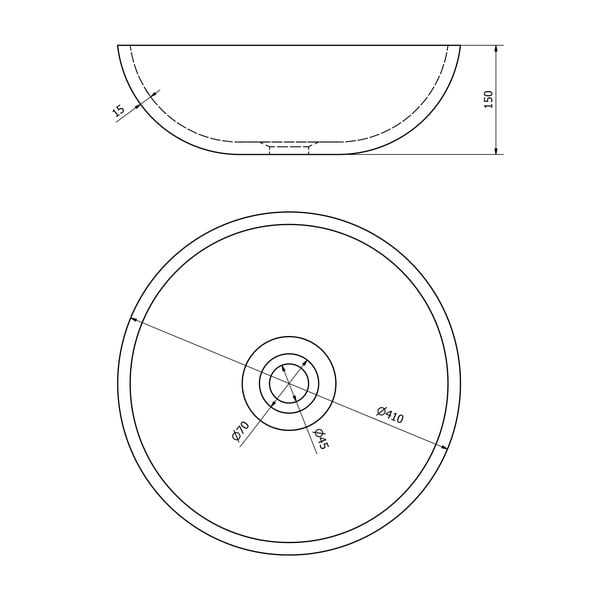 Hall keraamiline ümmargune valamu ø 41 cm Priori - Sapho-image-4